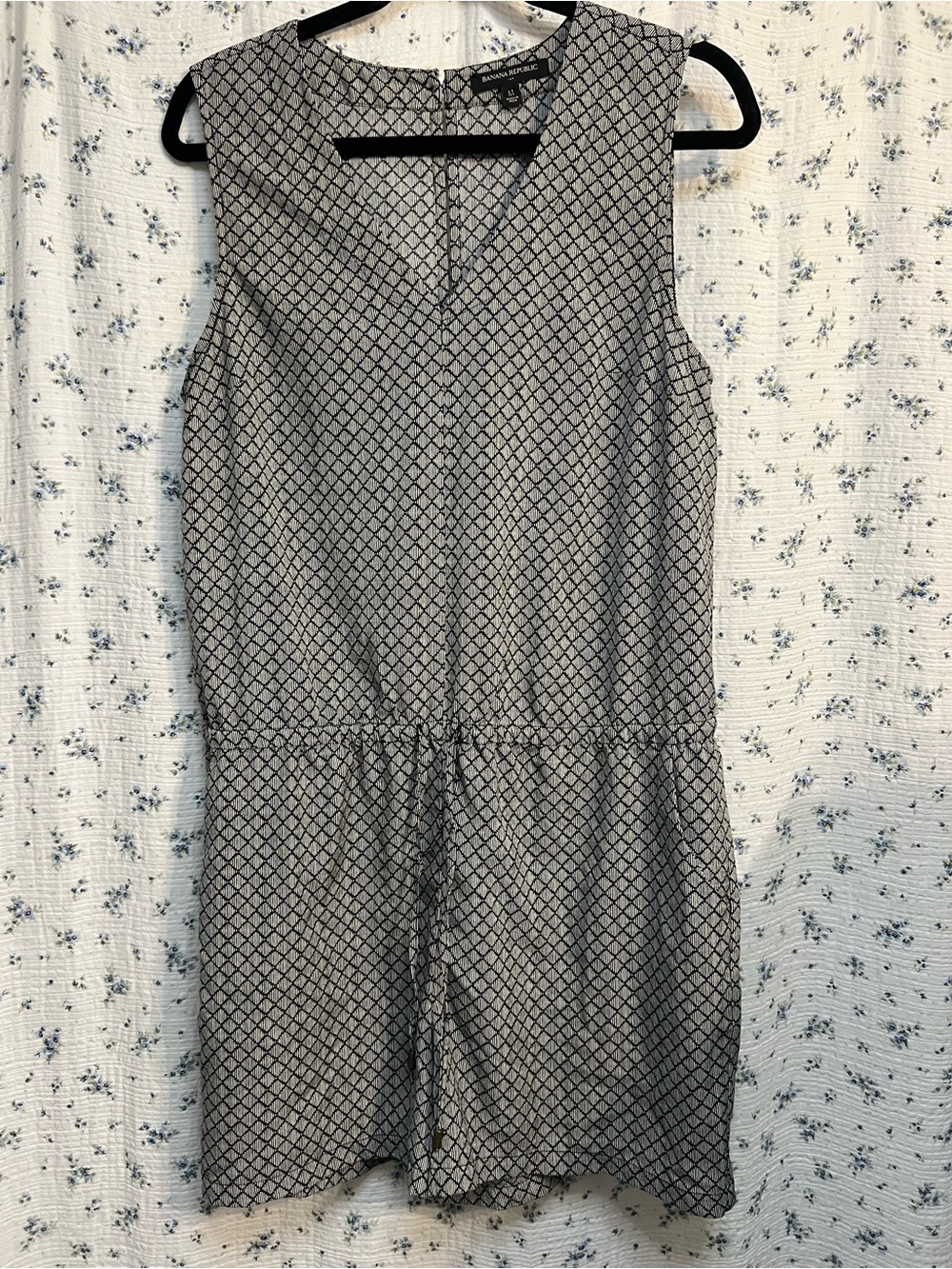 Banana Republic Black and White Geometric Sleeveless Romper
